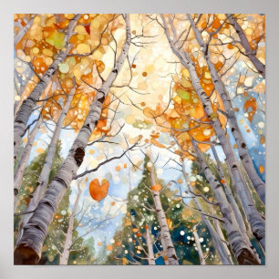 Autumn Forest Watercolor Painting Art Print 