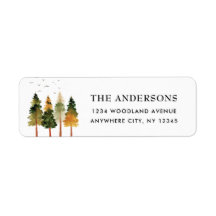 Autumn Forest Watercolor Trees Return Address 