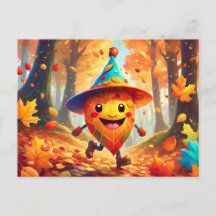 Autumn forest with laughing male