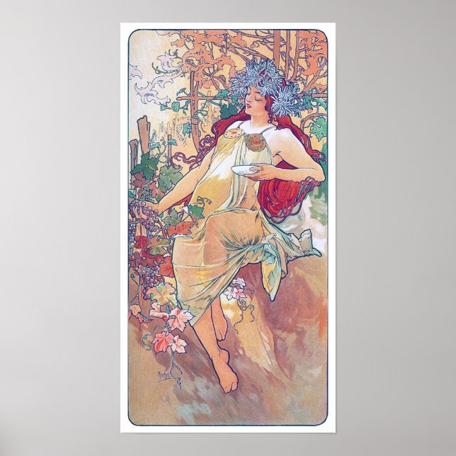 Autumn (Four Seasons), Alphonse Mucha Poster (Front)