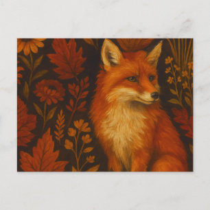 Autumn Fox Art Poster - Cozy Fall Woodland Postcard