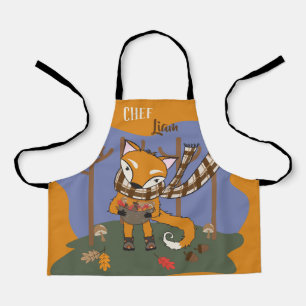 Autumn fox chef kid All-Over Print Apron