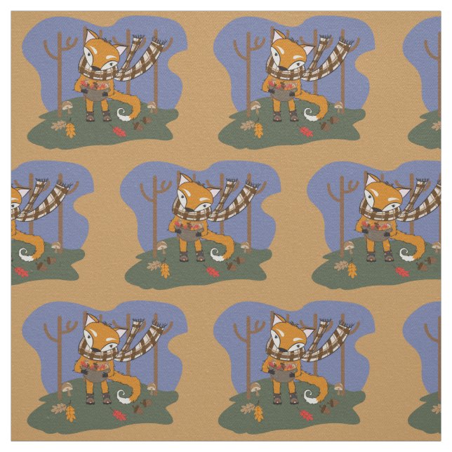 Autumn fox pattern kid fabric (Swatch)