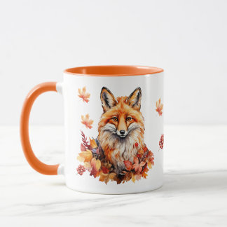 Autumn Fox with Fall Leaves - Seasonal Wildlife Co Mug