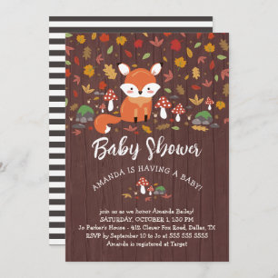 Autumn Fox Woodland Baby Shower Invitation