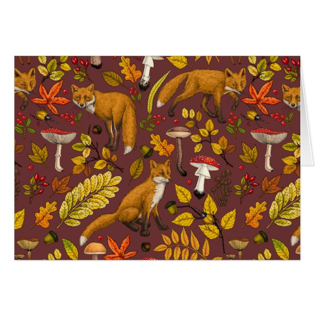 Autumn foxes on chocolate brown (Front Horizontal)
