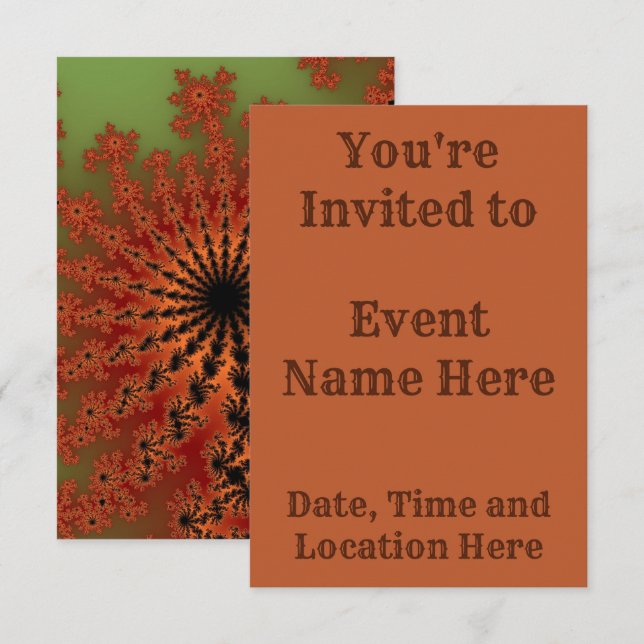 Autumn Fractal Burst Invitation (Front/Back)