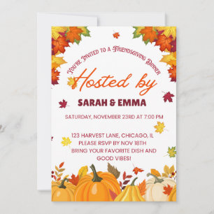 Autumn Friendsgiving Dinner Design Invitation
