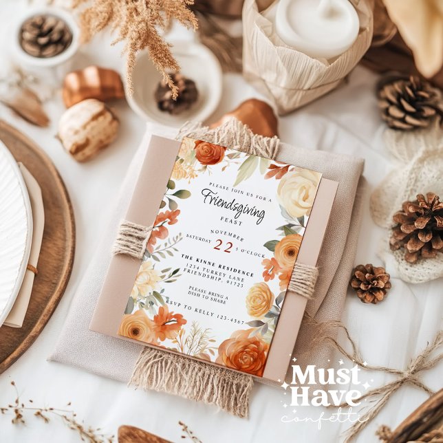 Autumn Friendsgiving Thanksgiving Party Invitation (Creator Uploaded)