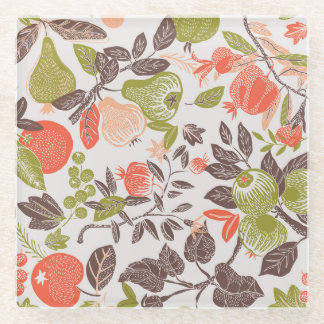 Autumn fruit decorative tile design. glass coaster