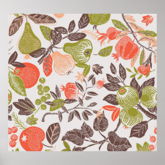 Autumn fruit decorative tile design. poster