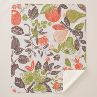 Autumn fruit decorative tile design. sherpa blanket