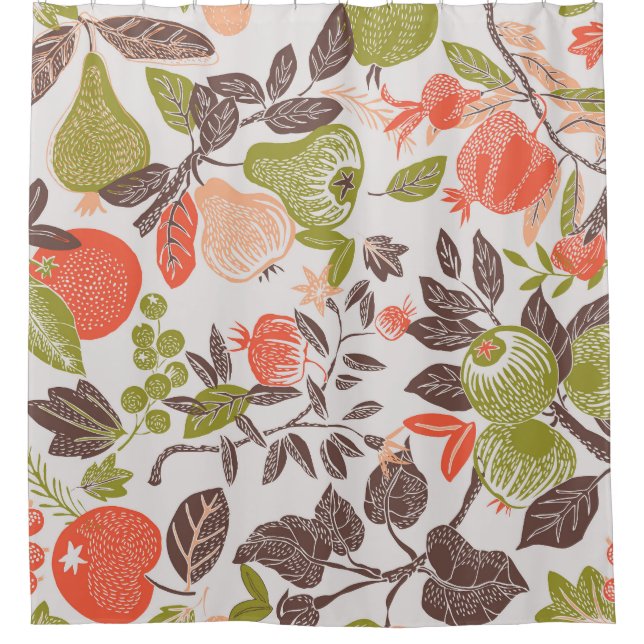 Autumn fruit decorative tile design. shower curtain (Front)