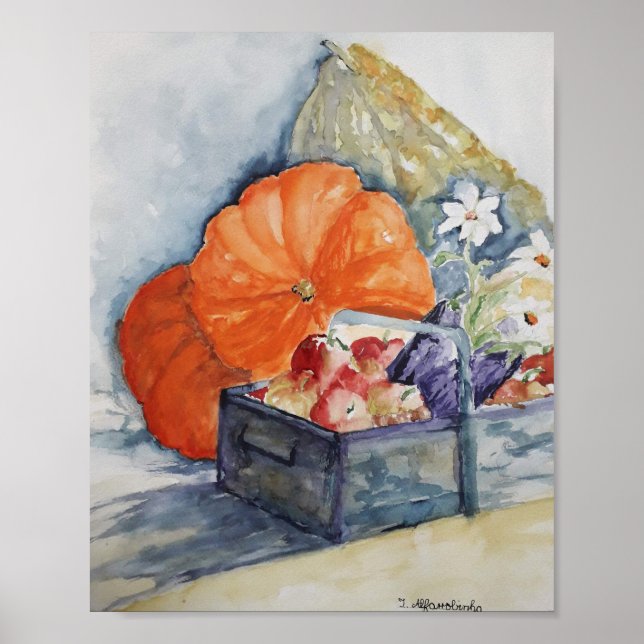 Autumn fruit watercolour poster (Front)