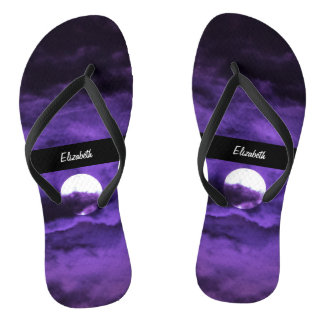 Autumn Full Moon Purple Clouds Jandals