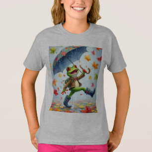 Autumn Funny T-shirt Frog in the rain