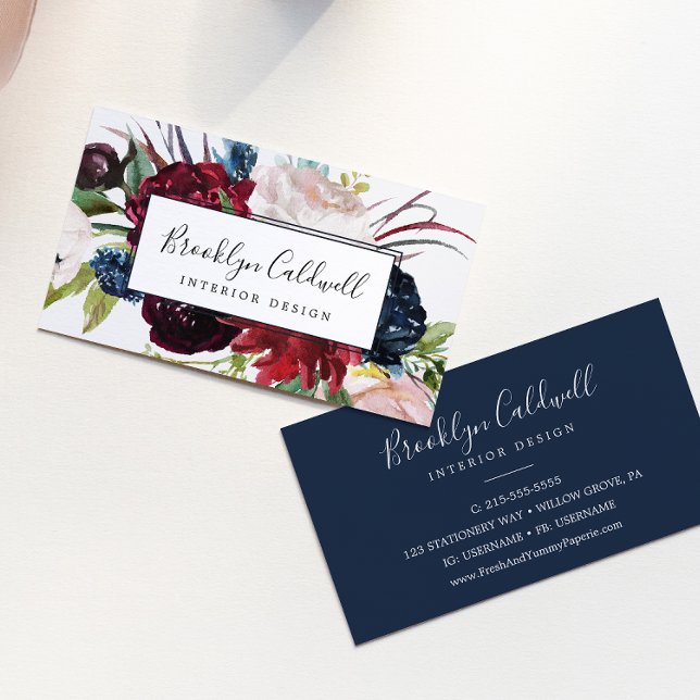 Autumn Garden | Burgundy Business Card (Creator Uploaded)