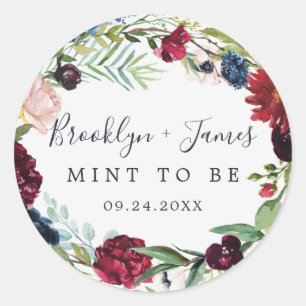 Autumn Garden   Burgundy Mint To Be Favour Sticker