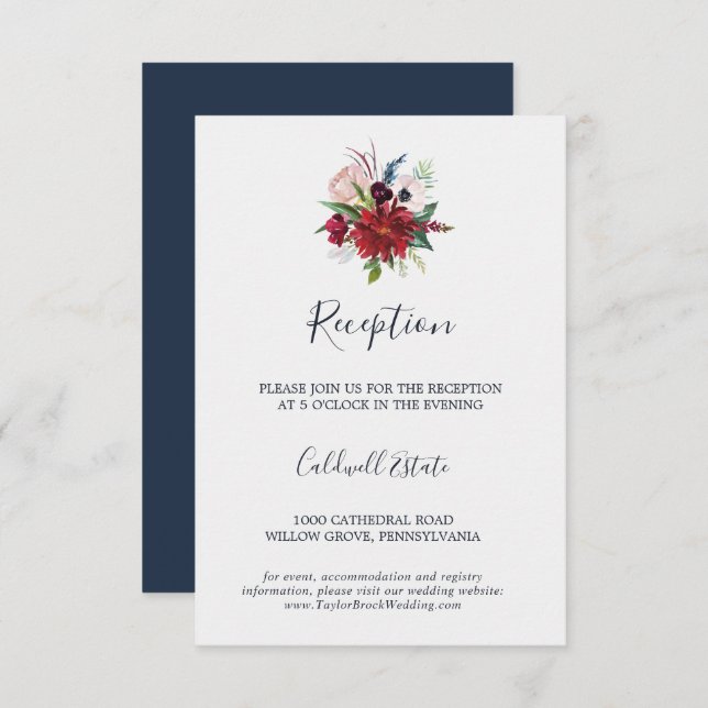 Autumn Garden | Burgundy Reception Insert Card (Front/Back)