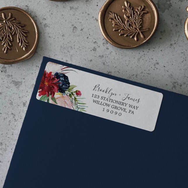 Autumn Garden | Burgundy Return Address Label (Creator Uploaded)