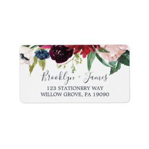 Autumn Garden   Burgundy RSVP Address Labels
