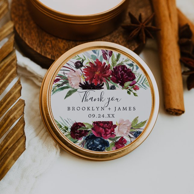 Autumn Garden | Burgundy Thank You Favour Sticker (Creator Uploaded)