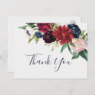 Autumn Garden   Burgundy Thank You Postcard