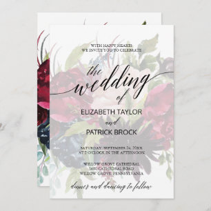 Autumn Garden   Elegant Calligraphy Faded Wedding Invitation
