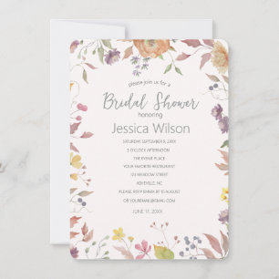 Autumn Garden Flowers Bridal Shower Invitation
