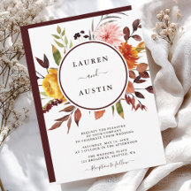 Autumn Garden Marsala Watercolor Wedding