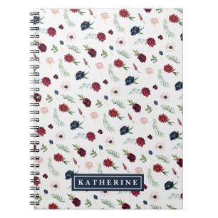 Autumn Garden Pattern Personalised Spiral Notebook