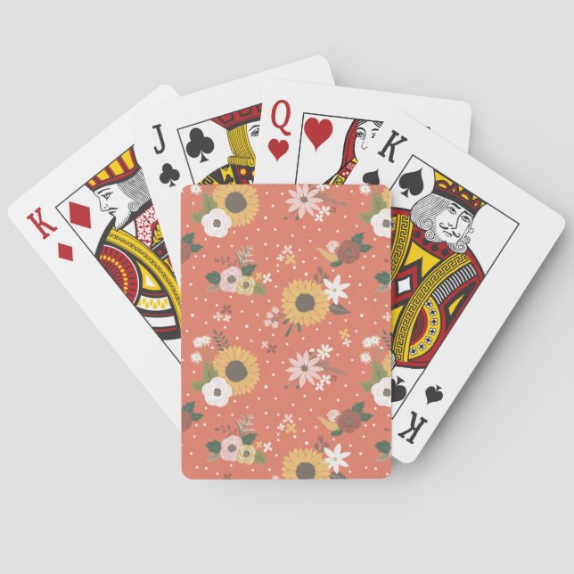 Autumn Garden Pattern Playing Cards (Back)