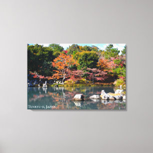 Autumn Garden Pond Temple Japan Arashiyama Travel  Canvas Print