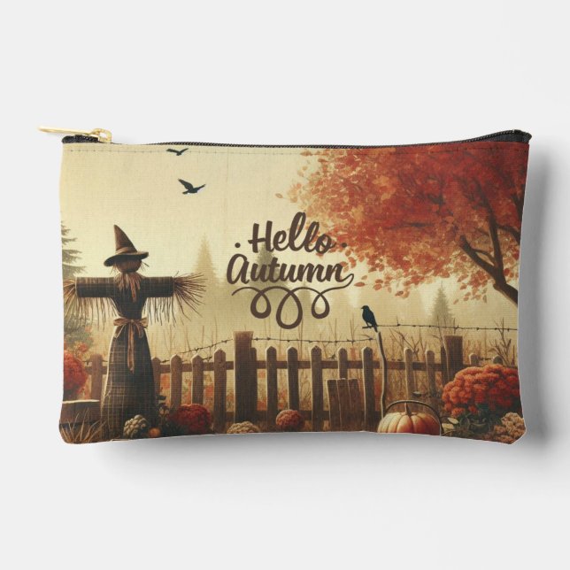 Autumn garden & scarecrow  accessory pouch (Front)