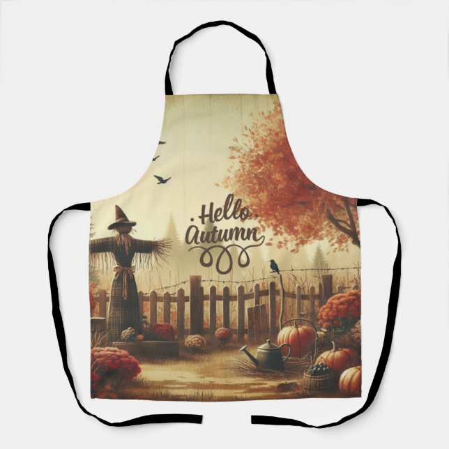 Autumn garden & scarecrow  apron (Front)