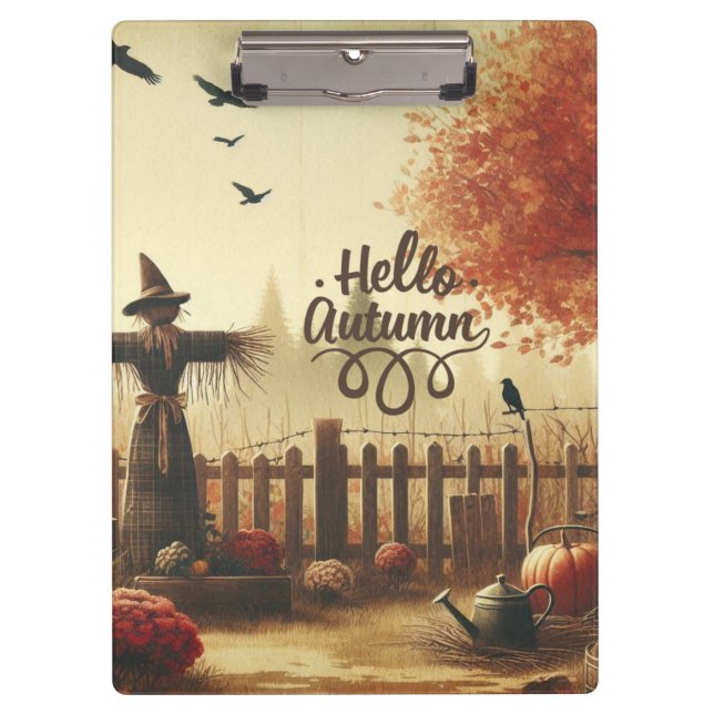 Autumn garden & scarecrow  clipboard (Front)
