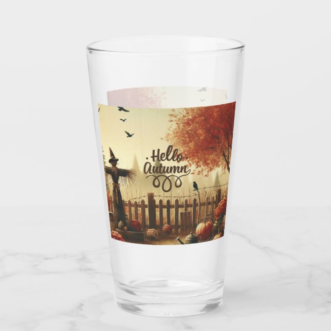 Autumn garden & scarecrow  glass (Front)