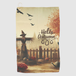 Autumn garden & scarecrow golf towel