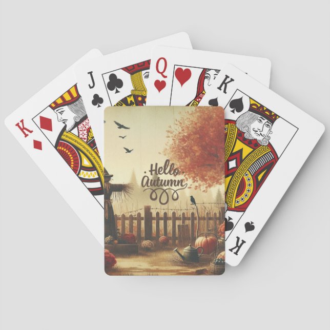 Autumn garden & scarecrow  playing cards (Back)