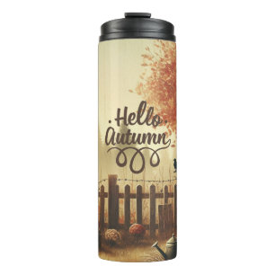 Autumn garden & scarecrow  thermal tumbler
