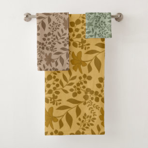 Autumn Garden Silhouettes Pattern Bath Towel Set