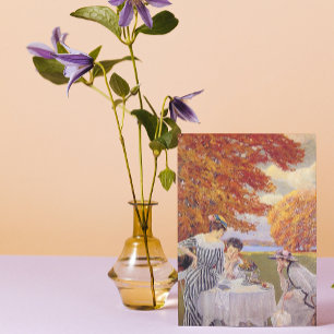 Autumn Garden Tea Party Vintage Art Business Card