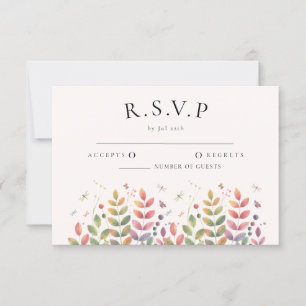 Autumn Garden With Dragonflies Wedding RSVP cards