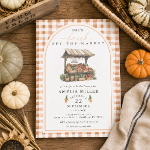 Autumn Gingham Fresh Off The Market Bridal Shower Invitation