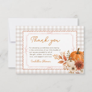 Autumn Gingham Little Pumpkin Thank You Card