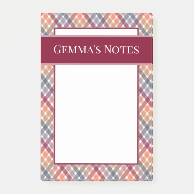 Autumn Gingham Post-it Notes (Front)