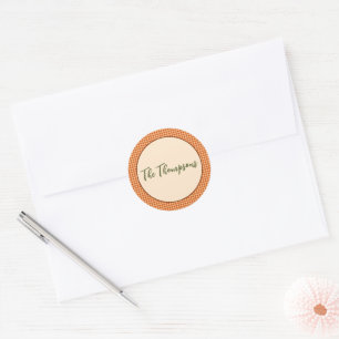 Autumn Gingham Thanksgiving Classic Round Sticker