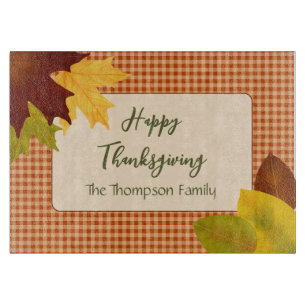 Autumn Gingham Thanksgiving Cutting Board