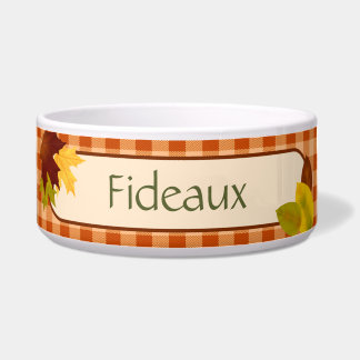 Autumn Gingham Thanksgiving Dog Bowl