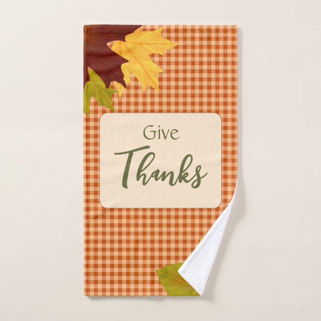 Autumn Gingham Thanksgiving Hand Towel (Hand Towel)